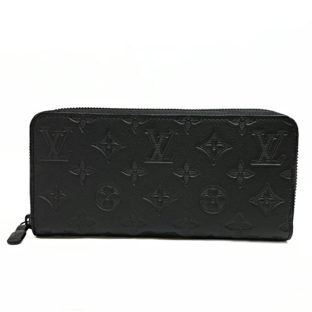 Louis Vuitton Wallet Monogram Zippy Wallet Canvas Leather Shadow Black